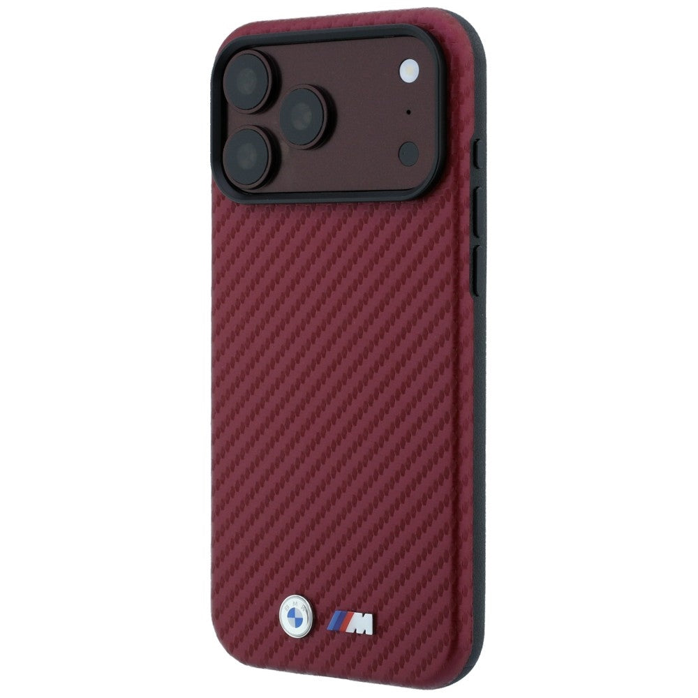 BMW iPhone 17 Pro/iPhone 18 Pro Cover M Carbon Metal Logo Burgundy