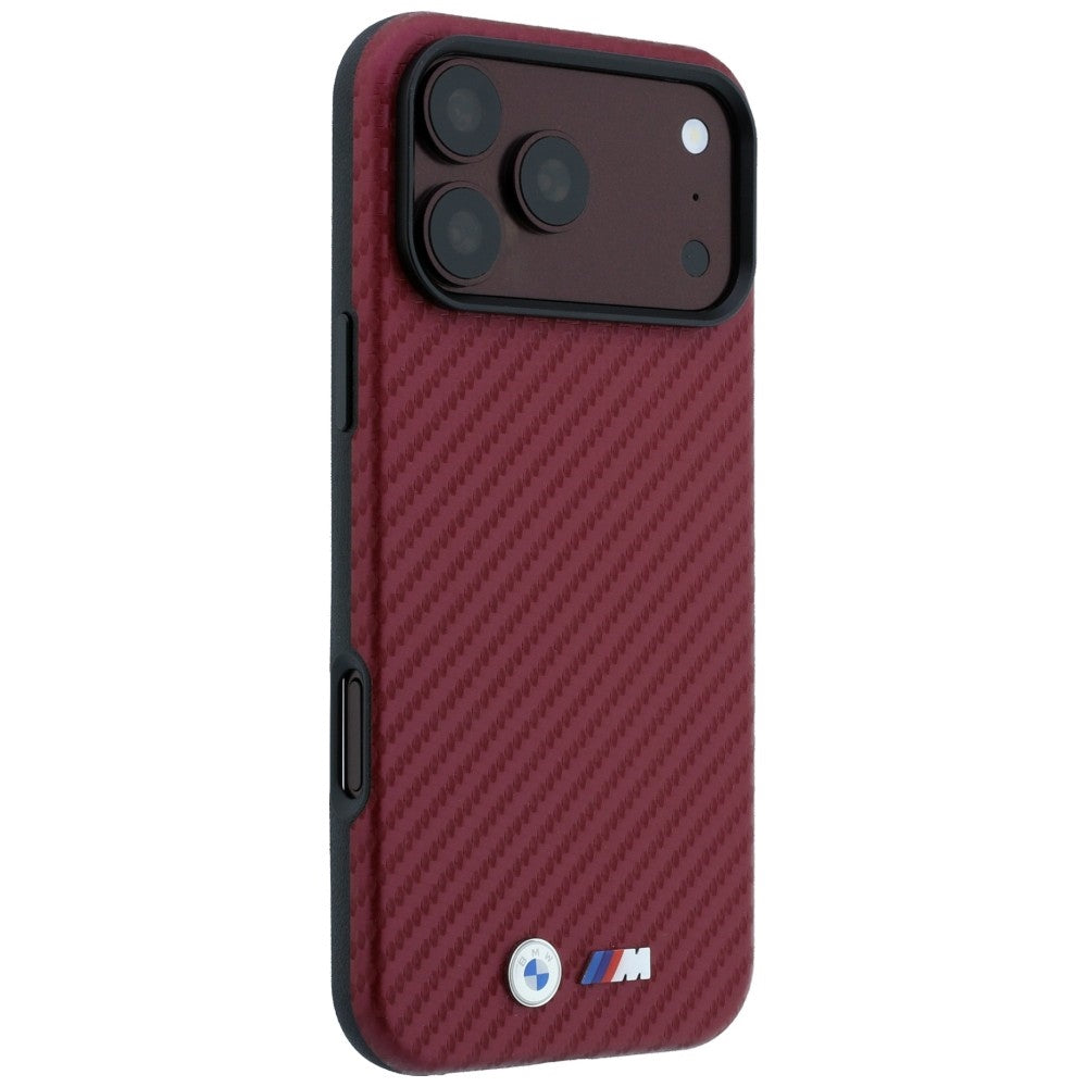 BMW iPhone 17 Pro/iPhone 18 Pro Cover M Carbon Metal Logo Burgundy