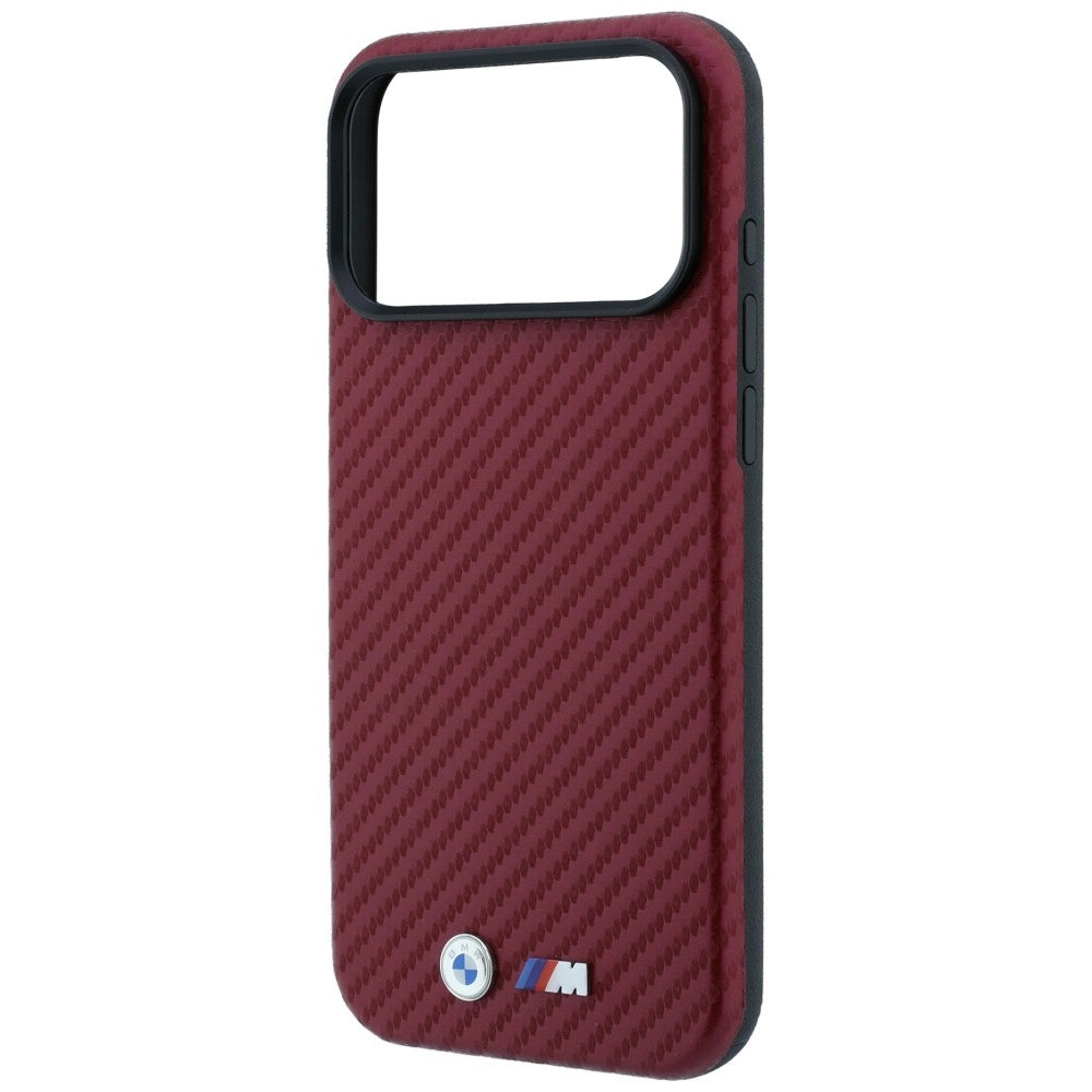 BMW iPhone 17 Pro/iPhone 18 Pro Cover M Carbon Metal Logo Burgundy