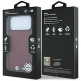 BMW iPhone 17 Pro/iPhone 18 Pro Cover M Carbon Metal Logo Burgundy
