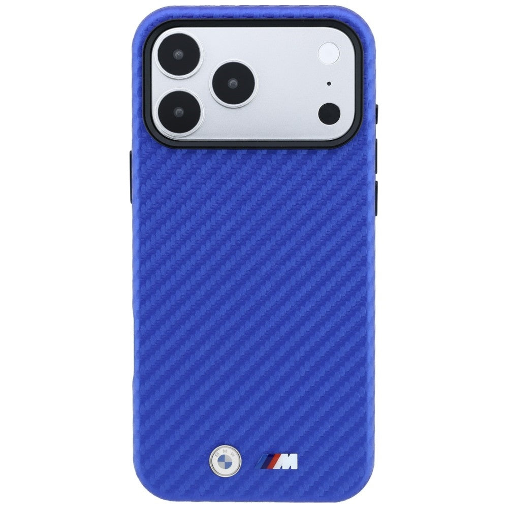 BMW iPhone 17 Pro Max/iPhone 18 Pro Max Cover M Carbon Metal Logo Blå