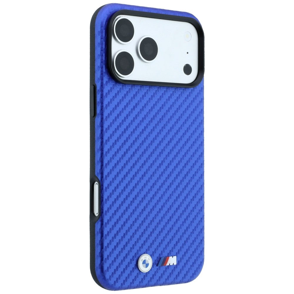 BMW iPhone 17 Pro Max/iPhone 18 Pro Max Cover M Carbon Metal Logo Blå