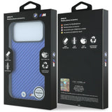 BMW iPhone 17 Pro Max/iPhone 18 Pro Max Cover M Carbon Metal Logo Blå