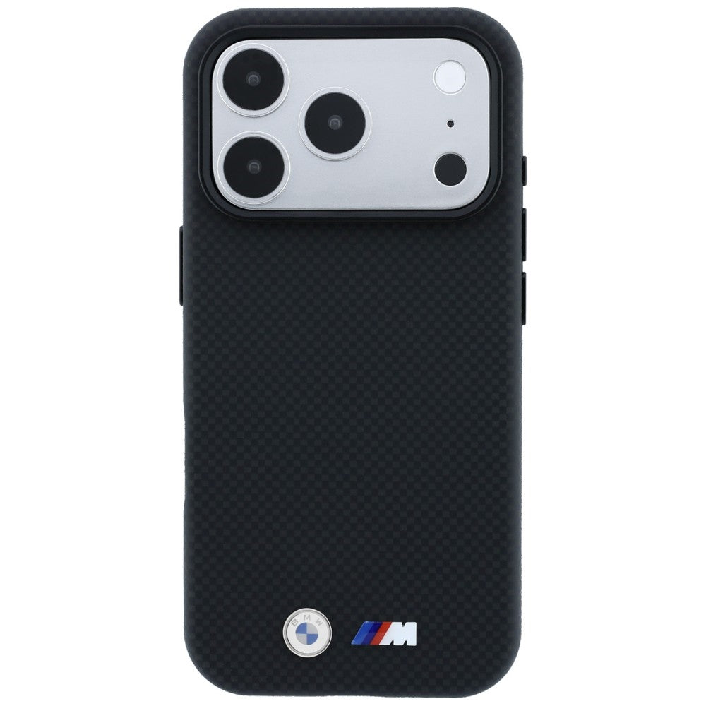 BMW iPhone 17 Pro/iPhone 18 Pro Cover M Quadrille Kevlar Metal Logo Sort