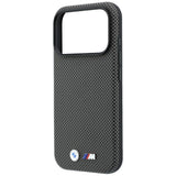 BMW iPhone 17 Pro/iPhone 18 Pro Cover M Quadrille Kevlar Metal Logo Grå