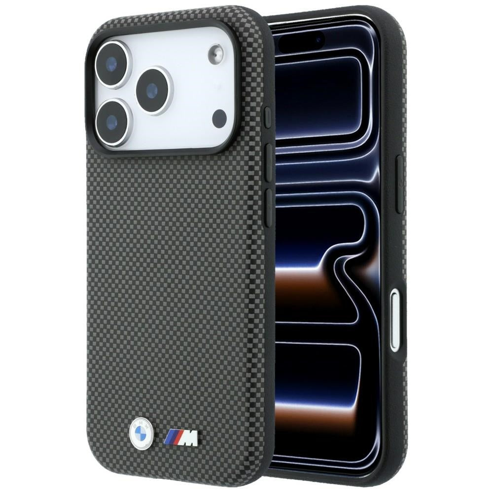 BMW iPhone 17 Pro Max/iPhone 18 Pro Max Cover M Quadrille Kevlar Metal Logo Grå