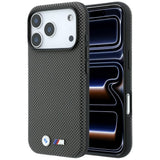 BMW iPhone 17 Pro Max/iPhone 18 Pro Max Cover M Quadrille Kevlar Metal Logo Grå