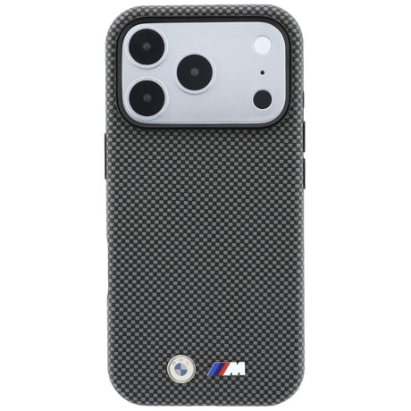 BMW iPhone 17 Pro Max/iPhone 18 Pro Max Cover M Quadrille Kevlar Metal Logo Grå