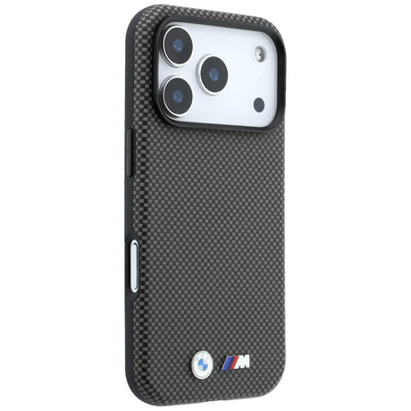 BMW iPhone 17 Pro Max/iPhone 18 Pro Max Cover M Quadrille Kevlar Metal Logo Grå