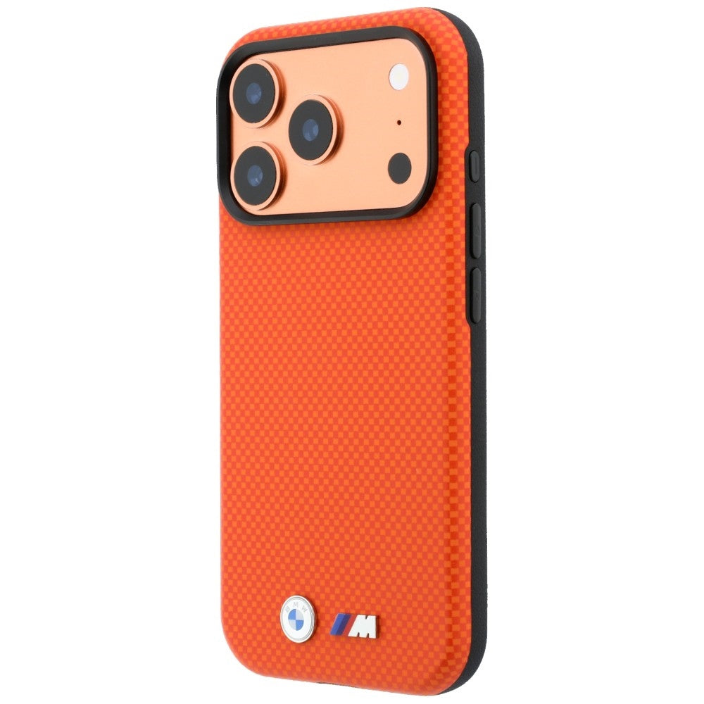 BMW iPhone 17 Pro/iPhone 18 Pro Cover M Quadrille Kevlar Metal Logo Orange