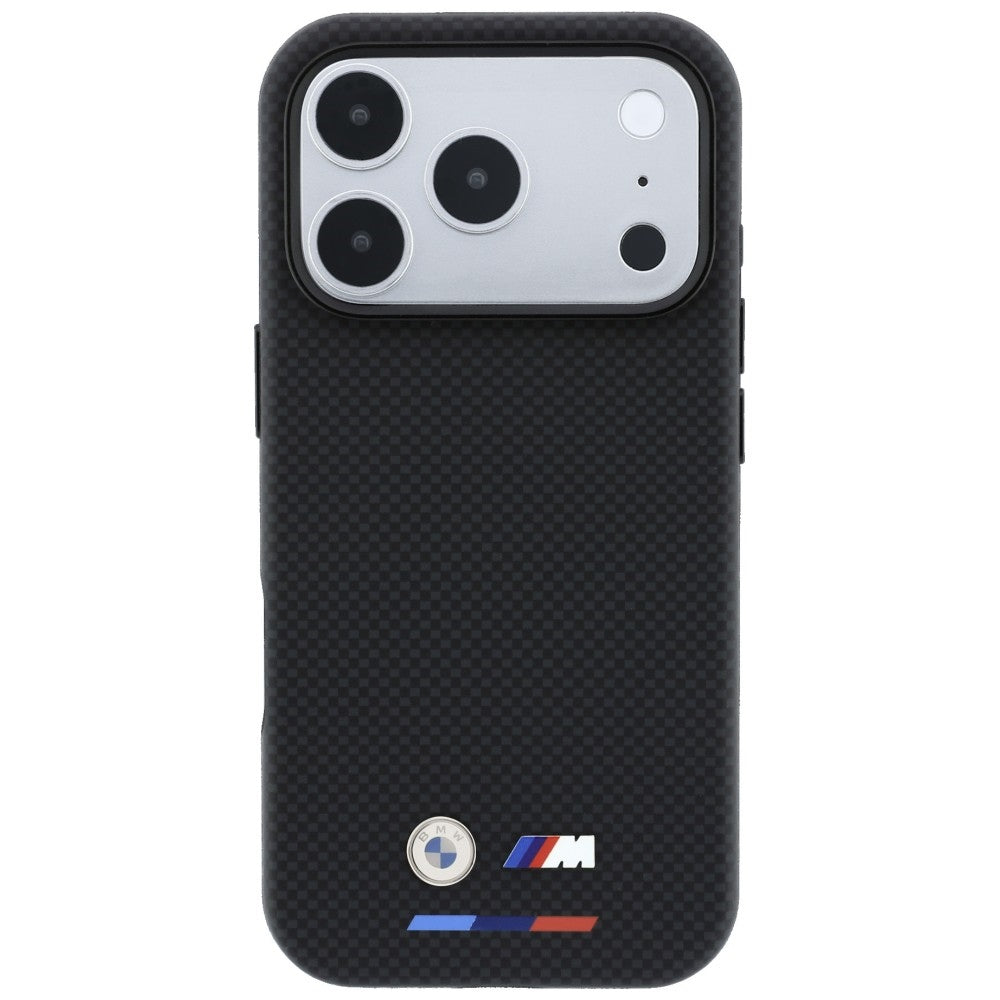 BMW iPhone 17 Pro Max/iPhone 18 Pro Max Cover M Quadrille Kevlar Tricolor & Metal Logo Sort