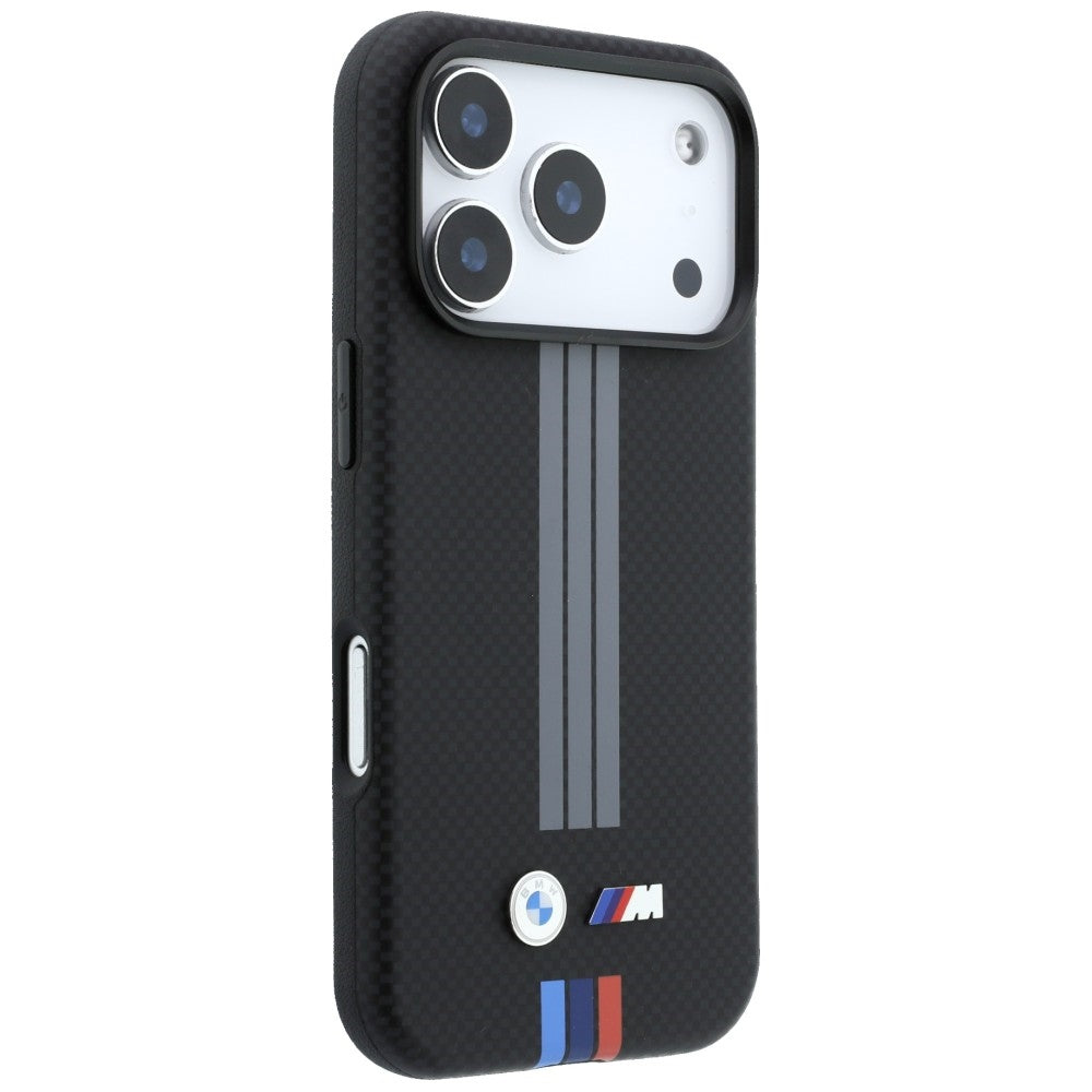BMW iPhone 17 Pro/iPhone 18 Pro Cover M Quadrille Kevlar Tricolor Lines Sort