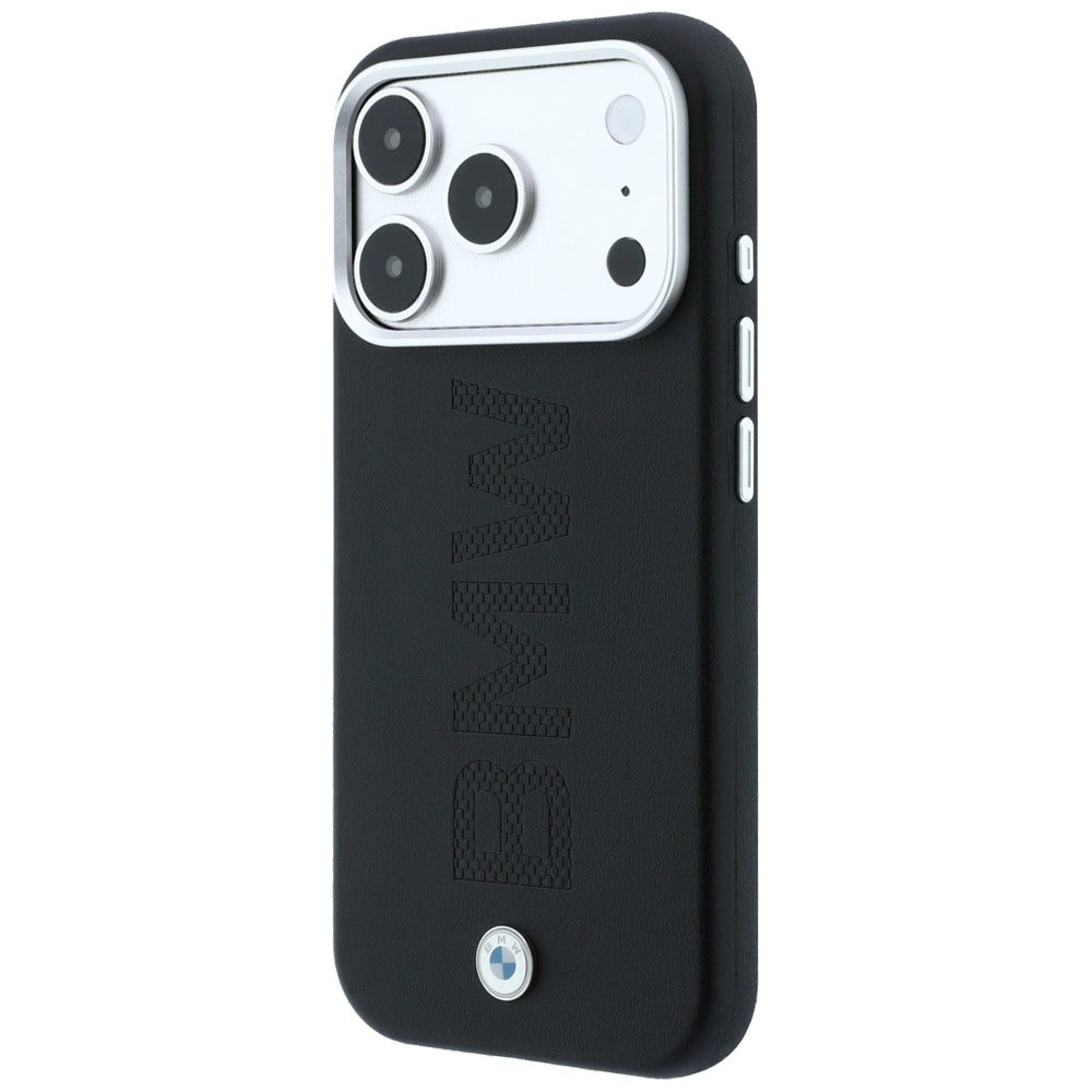 BMW iPhone 17 Pro/iPhone 18 Pro Cover, centreret prægning, Sort