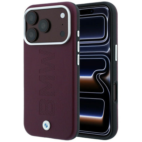 BMW iPhone 17 Pro Max/iPhone 18 Pro Max Cover med centreret præget design bordeaux