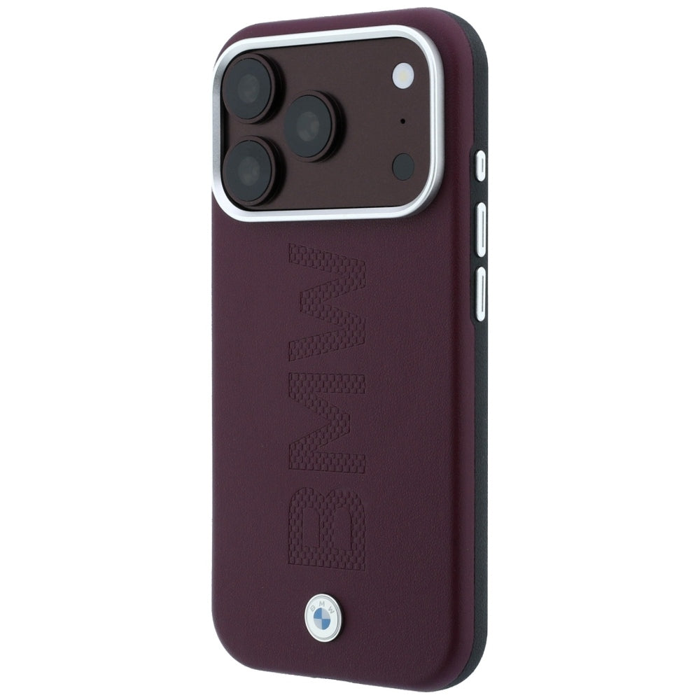 BMW iPhone 17 Pro Max/iPhone 18 Pro Max Cover med centreret præget design bordeaux
