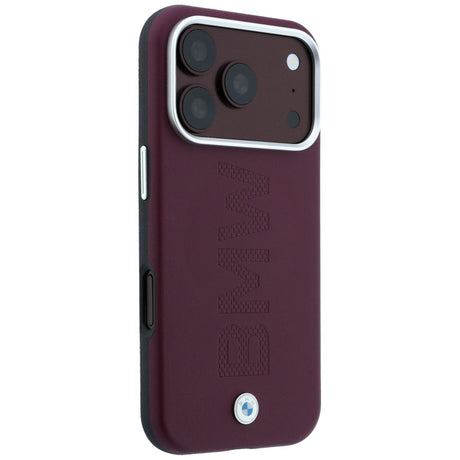 BMW iPhone 17 Pro Max/iPhone 18 Pro Max Cover med centreret præget design bordeaux