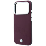 BMW iPhone 17 Pro/iPhone 18 Pro Cover med skrå præget tekst i bordeaux