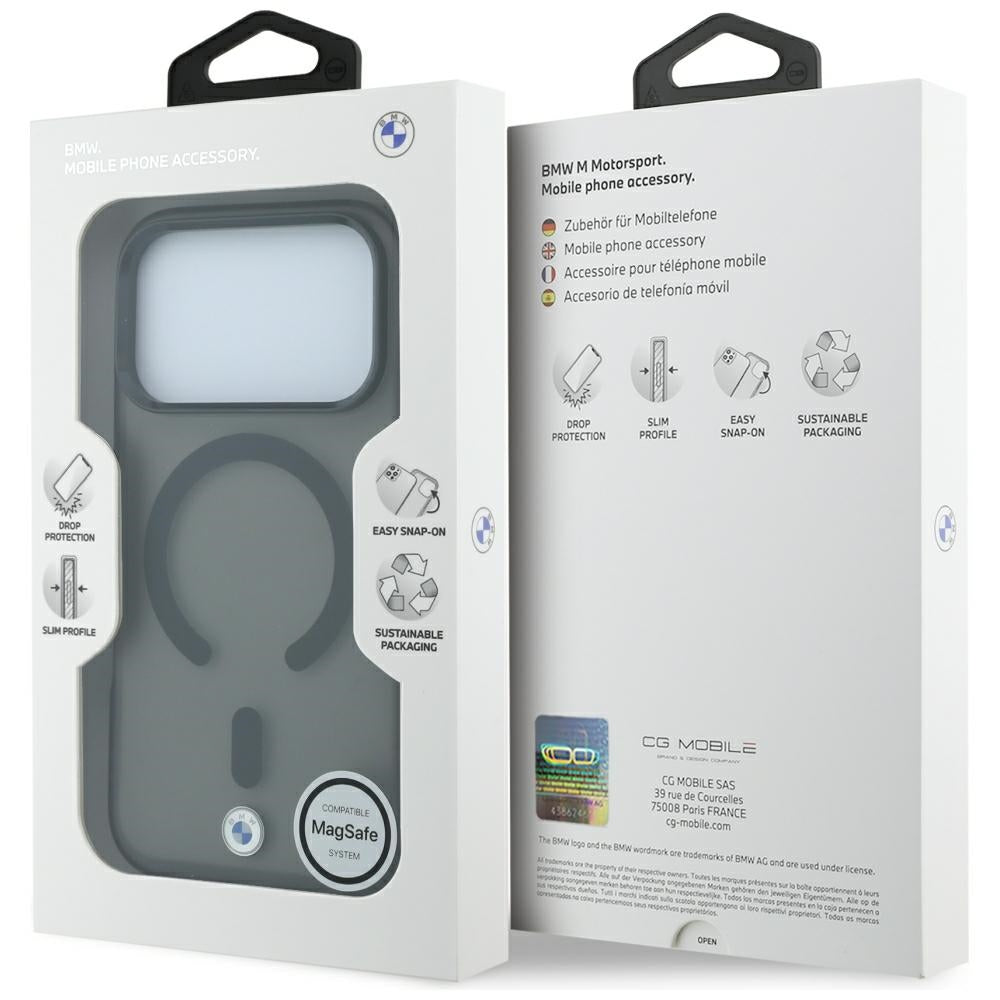 BMW iPhone 17 Pro Max/iPhone 18 Pro Max Cover Frosted Metal Logo Sort