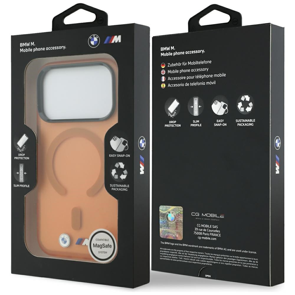 BMW iPhone 17 Pro Max/iPhone 18 Pro Max Cover M Frosted Metal Logo Orange