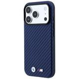 BMW iPhone 17 Pro/iPhone 18 Pro Cover M Carbon Metal-logo marineblå