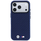 BMW iPhone 17 Pro Max/iPhone 18 Pro Max Cover M Carbon Metal Logo Navyblå