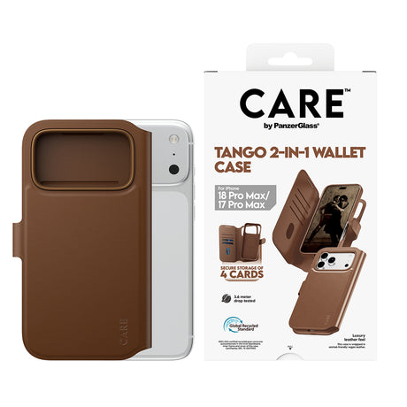 CARE by PanzerGlass iPhone 17 Pro Max/iPhone 18 Pro Max Etui Tango Wallet MagSafe Brun