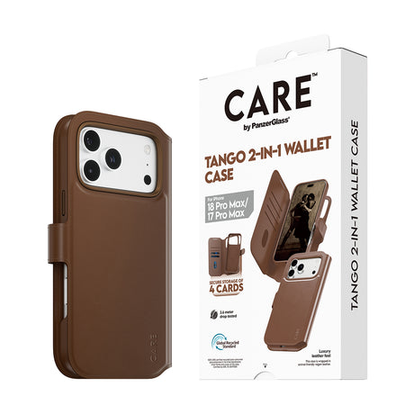 CARE by PanzerGlass iPhone 17 Pro Max/iPhone 18 Pro Max Etui Tango Wallet MagSafe Brun