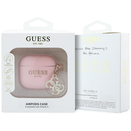 Guess AirPods 4 Cover Silicone 4G Charm Lyserød
