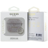 Guess AirPods 4 Cover 4G Strass Charm Lyserød