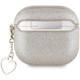 Guess AirPods 4 Cover Metallic Script Charm Guld