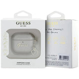 Guess AirPods 4 Cover Metallic Script Charm Guld