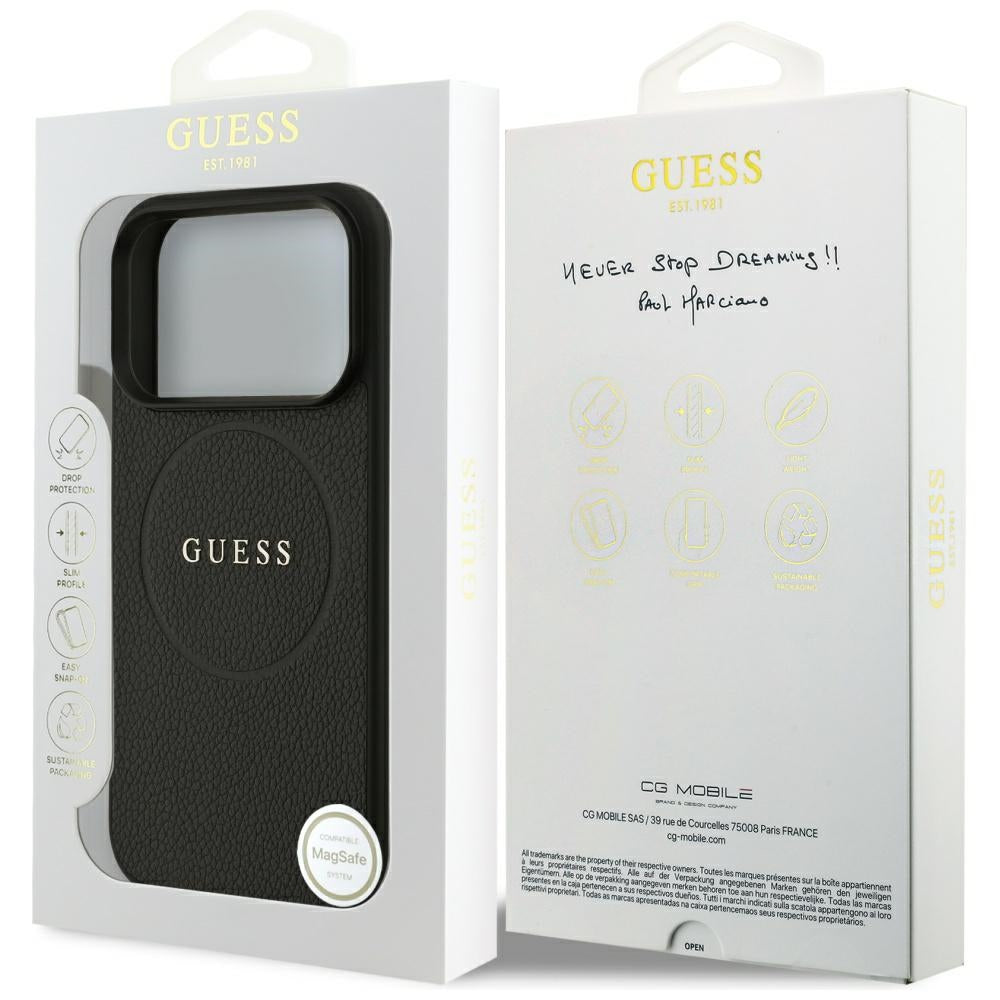 Guess iPhone 17 Pro/iPhone 18 Pro Cover med kornet sort