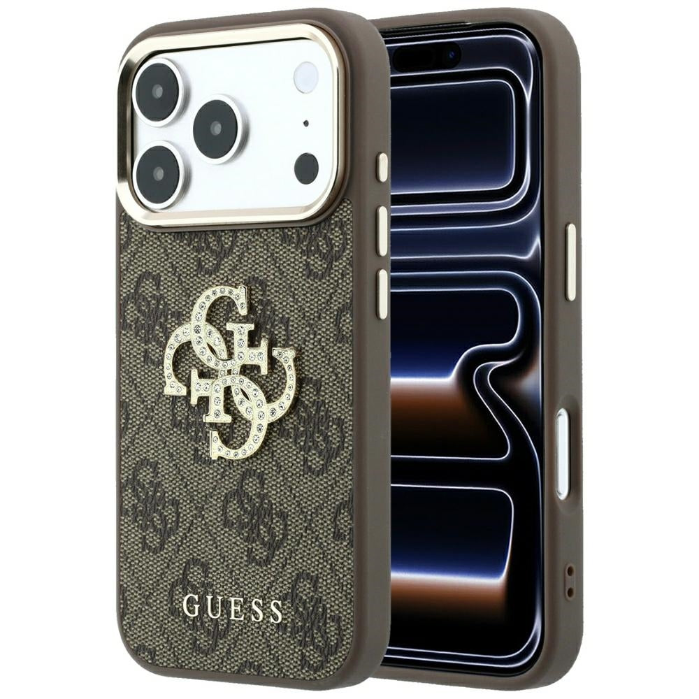 Guess iPhone 17 Pro Max/iPhone 18 Pro Max Cover 4G Strass Logo Brun