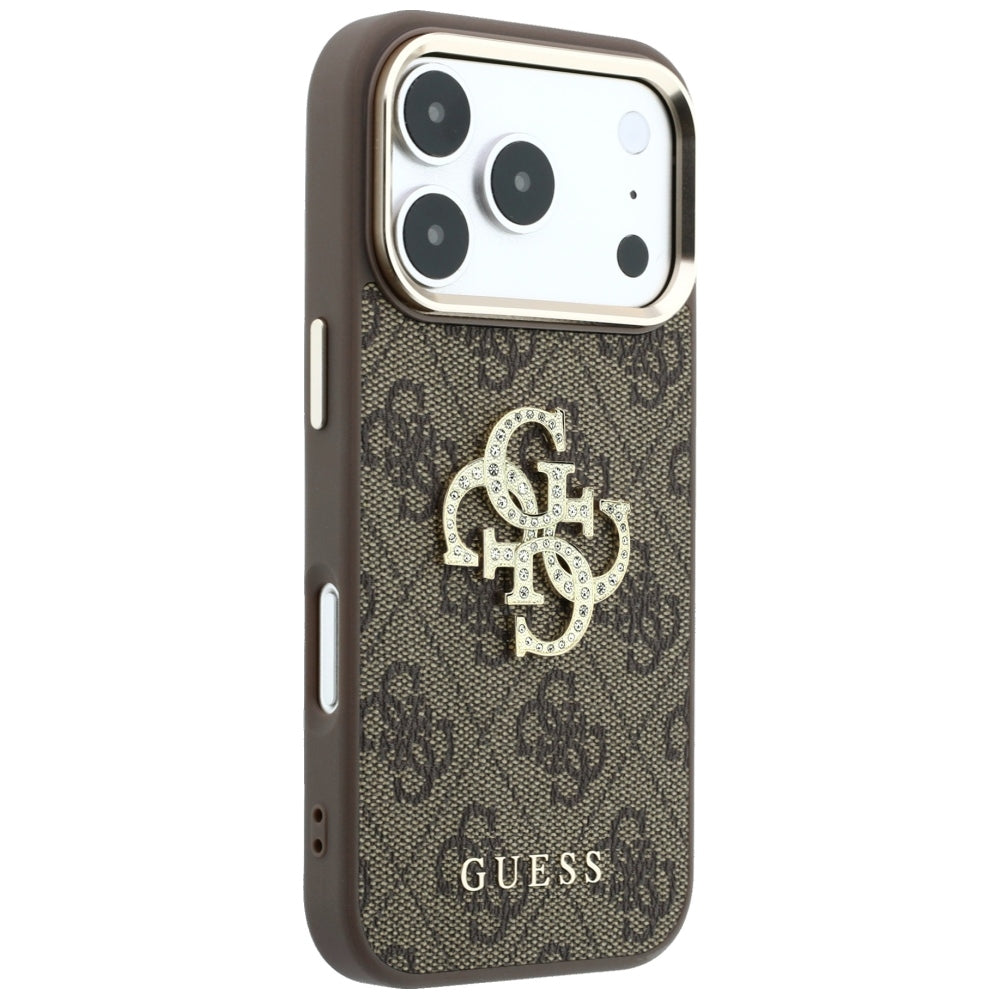 Guess iPhone 17 Pro Max/iPhone 18 Pro Max Cover 4G Strass Logo Brun