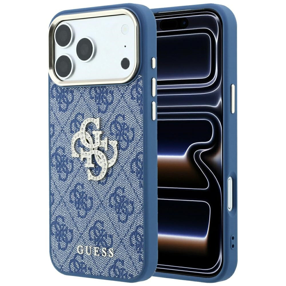Guess iPhone 17 Pro Max/iPhone 18 Pro Max Cover 4G Strass Logo Blå