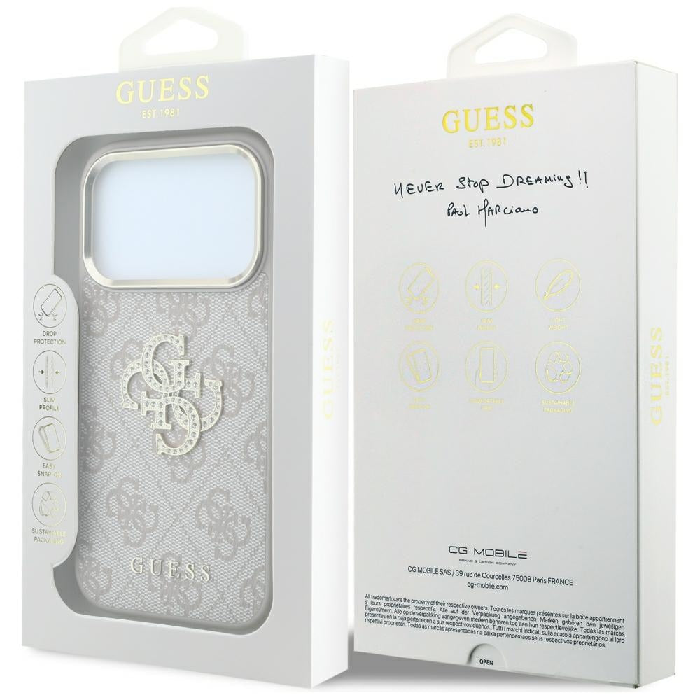 Guess iPhone 17 Pro/iPhone 18 Pro Cover 4G Strass-logo Lyserød
