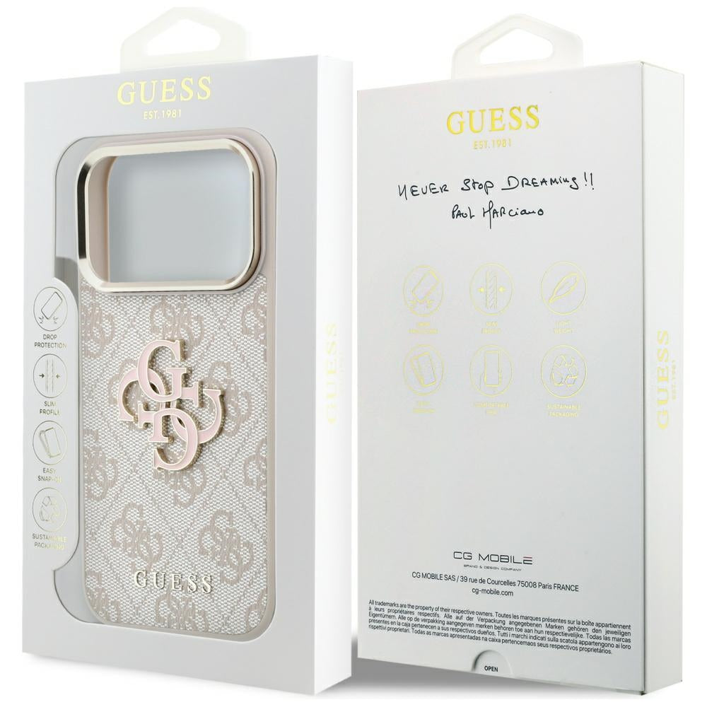 Guess iPhone 17 Pro Max/iPhone 18 Pro Max Cover 4G Resin-logo Lyserød