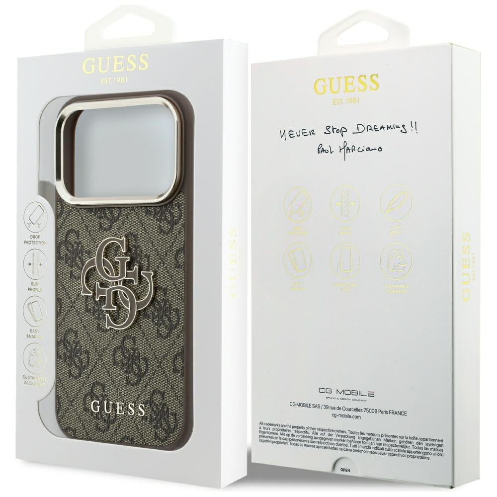 Guess iPhone 17 Pro Max/iPhone 18 Pro Max Cover 4G Resin Logo Brun