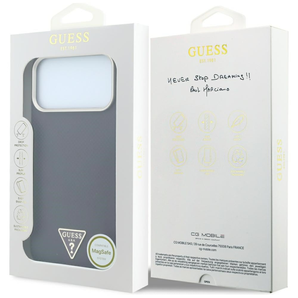 Guess iPhone 17 Pro/iPhone 18 Pro Cover Kevlar Triangle Logo bordeauxrød