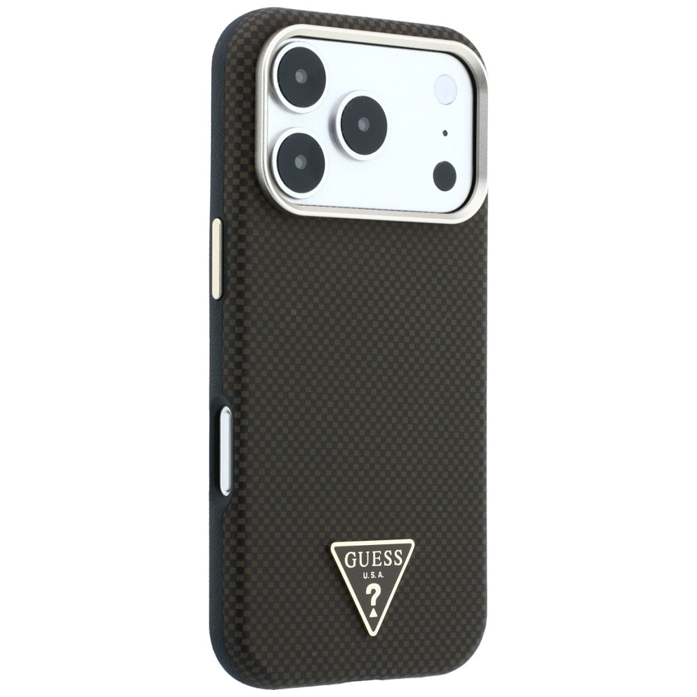 Guess iPhone 17 Pro/iPhone 18 Pro Cover Kevlar Triangle Logo Brun
