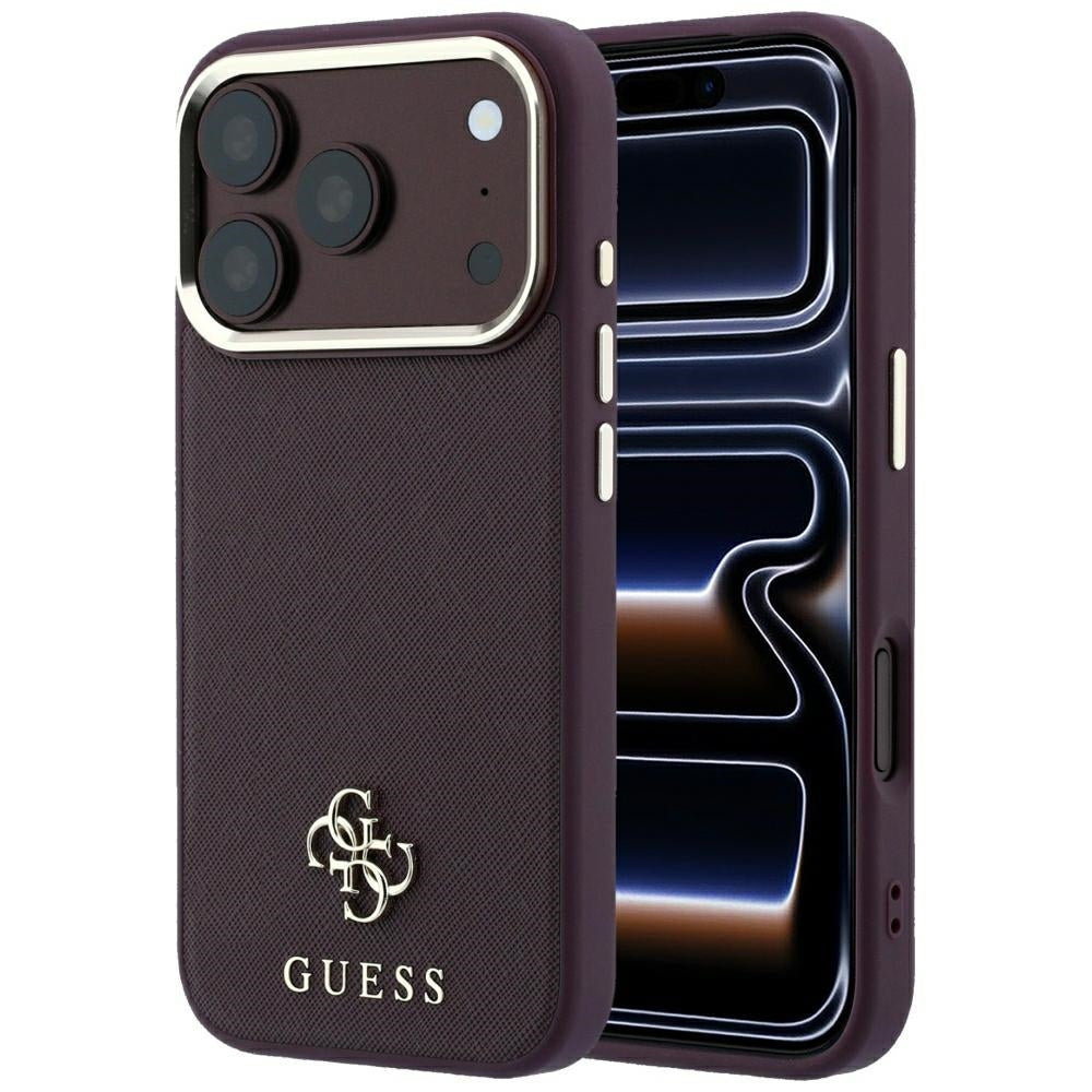 Guess iPhone 17 Pro/iPhone 18 Pro Cover Saffiano 4G Classic Logo Bourgogne