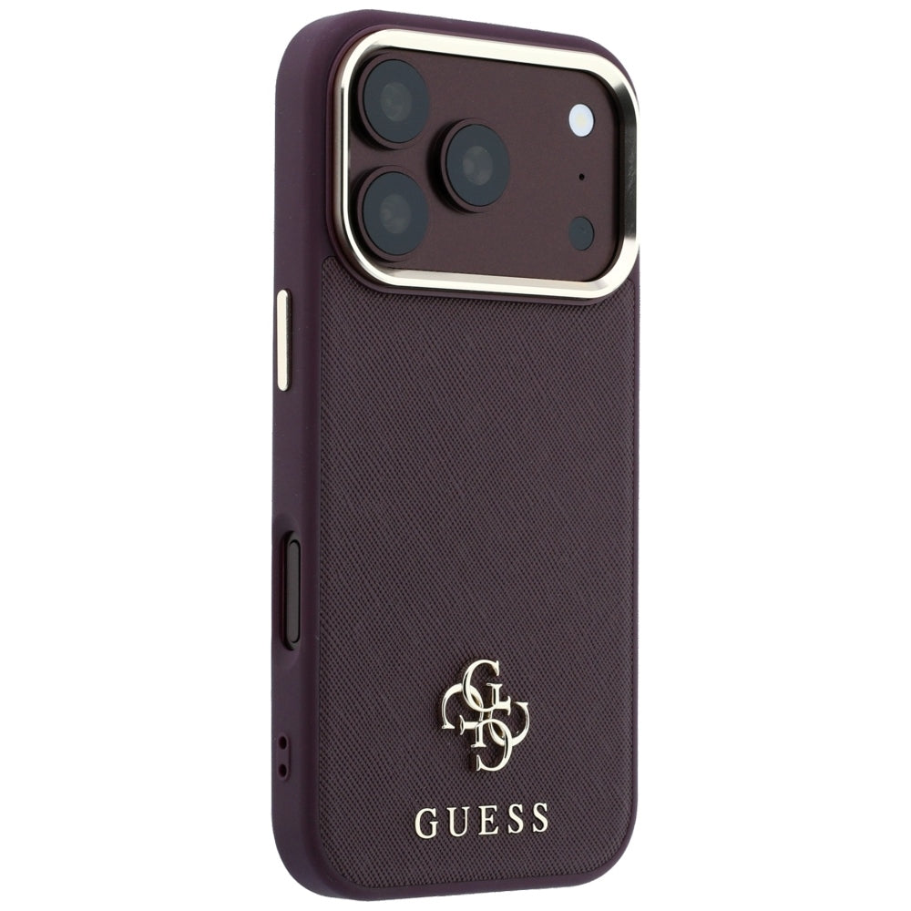 Guess iPhone 17 Pro/iPhone 18 Pro Cover Saffiano 4G Classic Logo Bourgogne