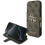 Guess iPhone 17 Pro/iPhone 18 Pro Etui Book 4G Metal Logo Brun