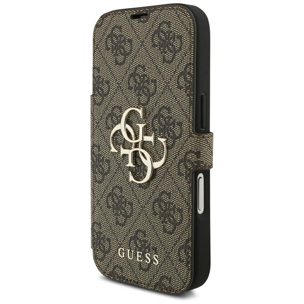 Guess iPhone 17 Pro/iPhone 18 Pro Etui Book 4G Metal Logo Brun