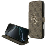 Guess iPhone 17 Pro Max/iPhone 18 Pro Max Etui Book 4G Metal Logo Brun