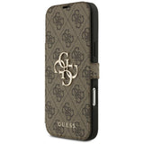 Guess iPhone 17 Pro Max/iPhone 18 Pro Max Etui Book 4G Metal Logo Brun