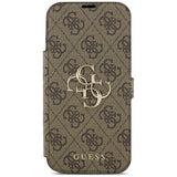 Guess iPhone 17 Pro Max/iPhone 18 Pro Max Etui Book 4G Metal Logo Brun