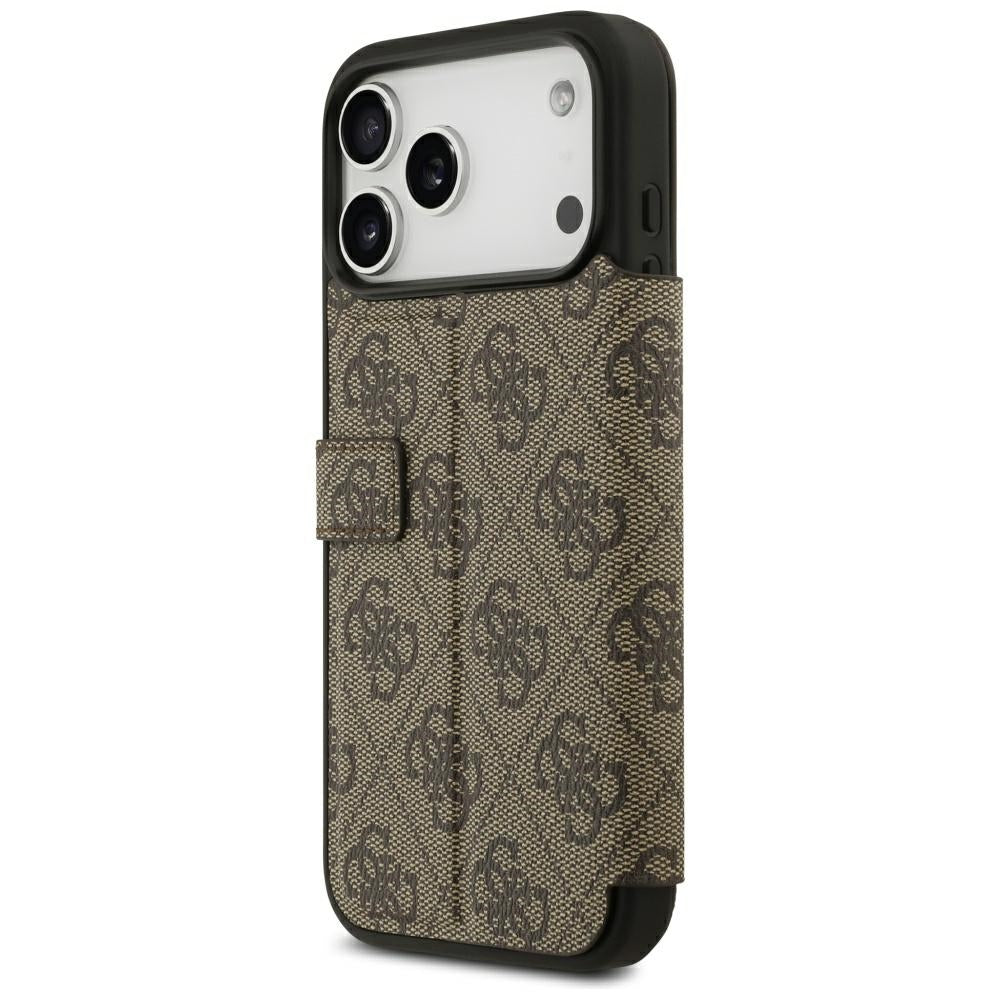 Guess iPhone 17 Pro Max/iPhone 18 Pro Max Etui Book 4G Metal Logo Brun