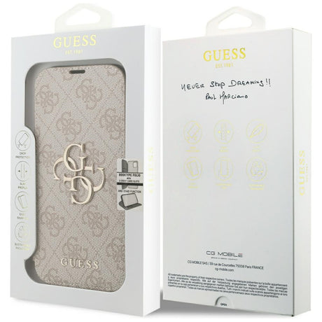 Guess iPhone 17 Pro/iPhone 18 Pro Etui Book 4G Metal Logo Lyserød
