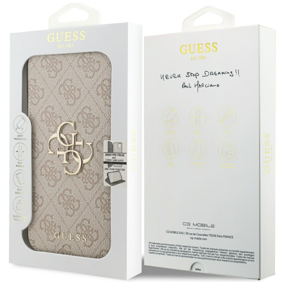 Guess iPhone 17 Pro Max/iPhone 18 Pro Max Etui Book 4G Metal Logo Lyserød
